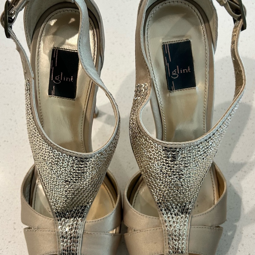 Glint Satin Beige Heels